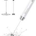 Maestri House Rechargeable Milk Frother with Stand, LunaFro Handheld Electric Foam Maker Waterproof Detachable Stainless Steel Whisk Drink Mixer Foamer for Lattes, Cappuccino