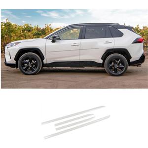 BisTate for Toyota RAV4 2019-2024 Pearl White Exterior Side Door Body Molding Bump Protector Edge Stripe Cover Trim ABS Car Accessories 4pcs