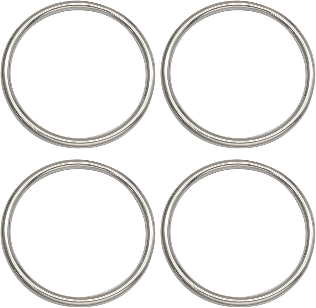 ISDVBUY 4 Pack 3 inch Heavy Duty Metal O Ring, 304 Stainless Steel Rings Multi-Purpose O-Ring, Seamless Big Ring for Macrame Dog Leashes