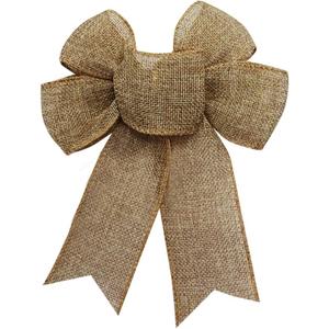 ACCFOD Natural Burlap Bow for Wreath Rustic Jute Bows for Farmhouse Ornaments Christmas Tree Wedding Party Decoration Fall Christmas Decor