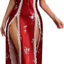 Lingerie Dress for Women V Neck Long Sexy Nightgowns for Women Side Split Sexy Night Gowns XL