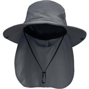 NPQQUAN Sun Hats for Men Women with Neck Flap UPF 50+ UV Protection Wide Brim Bucket Hat Safari Hiking Fishing Hats (One Size)