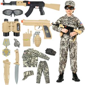 Army Costume For Kids, Military Soldier Costumes For Boys, Halloween Costumes Dress Up Role Play Set (X-Large(11-12yr))