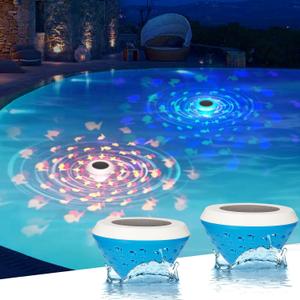 Solar Pool Lights Floating,Pool Lights with RGB Color Changing Fish Pattern,Waterproof LED Lights for Inground/Above Ground Pool, Hot Tub, Pond, Outdoor Garden & Party Decor (2)