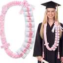 Spakon Graduation Money Lei with Cash Holder, 48 Inch Class of 2026 Graduation Lei with Honor Cord 2026 Grad Braided Ribbon Necklace for DIY Gift Women Men College Party Decorations(Pink,White)