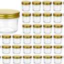 4 oz Clear Glass Jars With Lids(Golden),Small Spice Jar For Herb,Jelly,Jams,Wide Mouth Manson Jars Canning Jar For Kitchen Storage 40 Pack