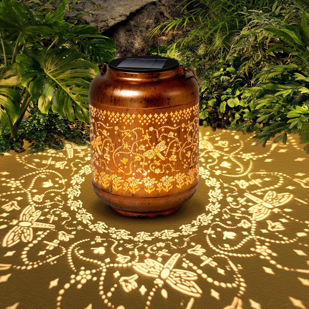 LED Hollowed Iron Decor Light Solar Powered Landscape Decorative Lamp
