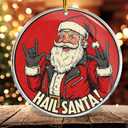 2 x Hail Santa - Santa Rocker - Heavy Metal Rock - Emo Goth Rockstar - Christmas Ornaments - Christmas Decorations - 3.6 in Acrylic - Funny Gag Gifts - White Elephant - Stocking Stuffers