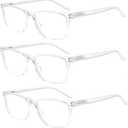 5 Pack Reading Glasses Men Women Spring Hinges Comfortable Glasses for Reading (5 Clear, 4.0)Medium