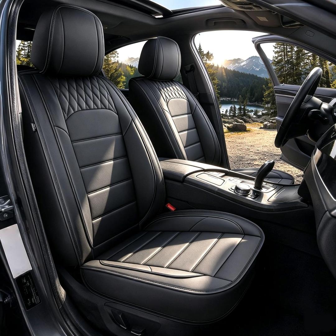 for Chevrolet/Chevy Tahoe Seat Covers 2011-2026, Full Set Black Premium Faux Leather Waterproof Car Seat Protectors with Airbag Compatible Easy to Install Anti-Slip Design