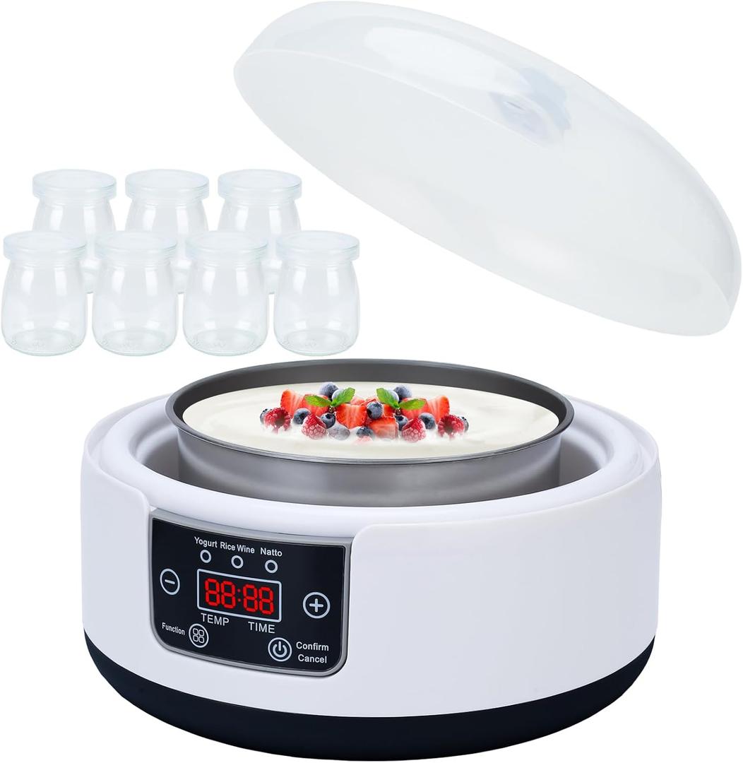 Yogurt Maker Machine 36 Hour, Probiotic Yogurt Maker with Temperature Control and 36 Hour Timer, 1.2L Yogurt Machine with LCD Display, Multi-Function Yogurt Machine for Home Use (7 Cups)