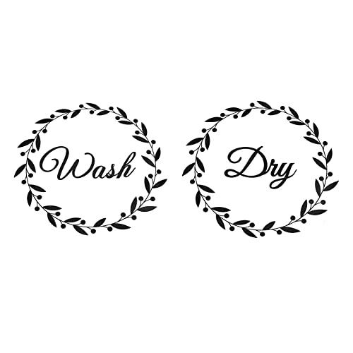 SUPERDANT Laundry Room Decals Washer and Dryer Decals Wash Dry Wall Stickers Decor Vinyl DIY Quote Wall Art for Family Laundry Shop Home Apartment Washing Machine Dryer Decal 15in