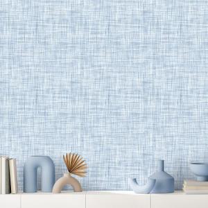 Light Blue Grasscloth Wallpaper Peel and Stick Wallpaper Texture Contact Paper 17.3"x120" Vintage Removable Waterproof Wall Paper for Room Walls Cabinets Furniture Drawers Desk