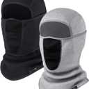 Balaclava Ski Mask (with Breathable Holes) Windproof Winter Fleece Neck Face Warmer for Men&Women (Black+light Grey)