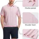 Rouen Polo Shirts for Men Dry Fit Performance Heather Stripe Golf Polo Moisture Wicking Lightweight Breathable Golf Shirts (Pink, XXXL)
