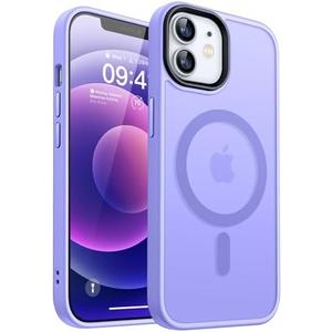 CANSHN Magnetic Compatible with iPhone 12 Case/iPhone 12 Pro Case [Compatible with Magsafe] [Translucent Matte] Slim Thin Shockproof Protective Bumper Cover Phone Case 6.1 Inch - Light Purple