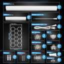 FERUERW Hexagon Garage Lights 3 Level Dimmable with Rectangle Frame, High Brightness 672W 26000 to 86400LM 6500K, 14 Hex Grid for Garage, Shop, Basement, Car Detailing Shop etc. with Mounting Clip
