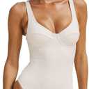 Womens One Piece Swimsuit Tummy Control Bathing Suit Sexy Deep V Neck Cheeky High Cut Swimwear (Medium, White)