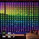 Smart Curtain Lights RGB Color Changing Christmas Curtain Lights, USB Powered with Remote/APP Control Curtain String Lights Waterproof for Backdrop,Bedroom,Window,Patio,Wedding,Decoration (8Ft x 6Ft)