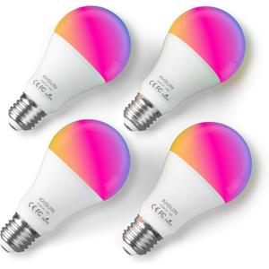 Smart Light Bulbs,16W(150W Equivalent) 1600Lumen Ultra Bright E26 A19 Led Full Color Changing WiFi Light Bulb,Smart Bulbs Work with Alexa,Google(No Hub Required),Alexa Light Bulbs,4 Pack