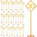 Elegant Lineshading 30-Piece Wooden Table Numbers - Rustic Gold Wedding Seat Numbers with Holders for Reception, Party & Event