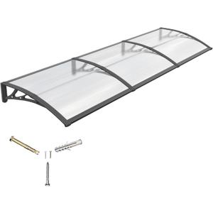 Door Awning 32"x120" Window Awning for Doors Canopy Exterior, Polycarbonate Cover for House Porch Patio Deck, UV Rain Snow Sunlight Protection, Hollow Sheet