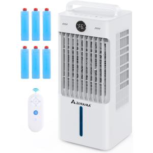 Windowless Portable Air Conditioners with Remote, 3-IN-1 Evaporative Air Cooler with Display, 2.64-Gal Tank for 10H Cooling, 3 Modes & 6 Speeds, 60 Oscillation, 12H Timer, Swamp Cooler for Indoors (White)
