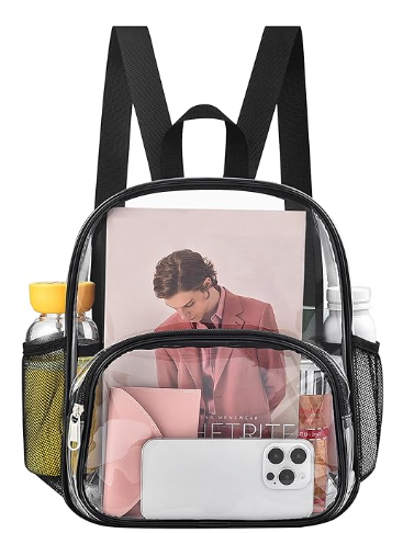 Clear Backpack for Stadium Events Clear Backpack 12x12x6 with Front Pocket for Concert Sport Fashion Women Backpack Events Work Travel