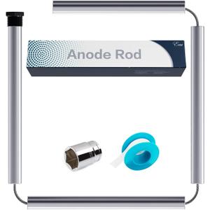 44" Aluminum Zinc Anode Rod, Eau Get Rid of Rotten Egg Smelling Flexible Water Heater Anode Rod for GE, Rheem, Reliance,Kenmore Water Heater Including 27mm Hex Socket Tool and Teflon