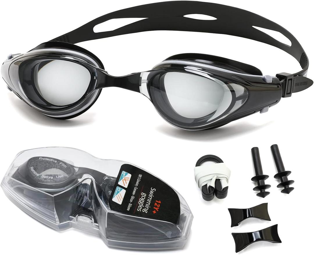 Body+ Nearsighted Swim Goggles, Shortsighted Optical Mirror/Non-Mirror Lens Swimming Goggles Anti-Fog for Adult Men Women (-2.0)