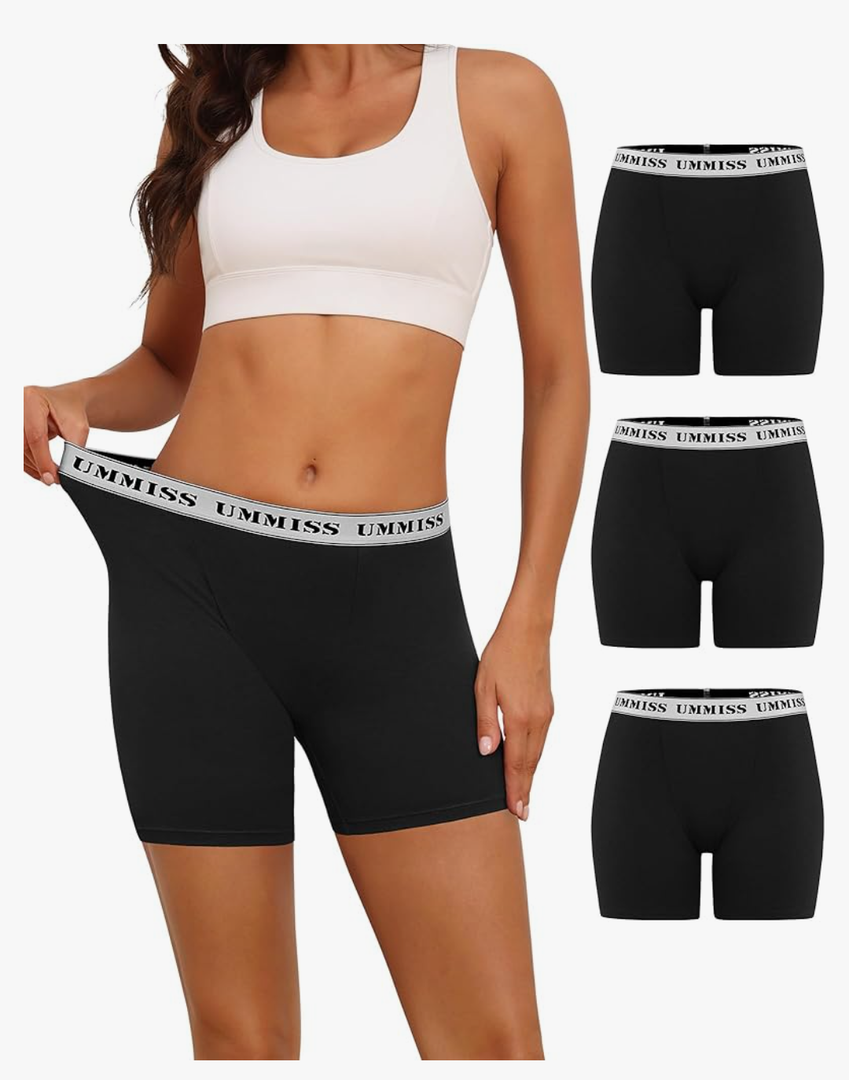 UMMISS Womens Boxer Briefs Underwear Cotton Boy Shorts Underwear Soft Anti Chafing Ladies Panties 4 Pack