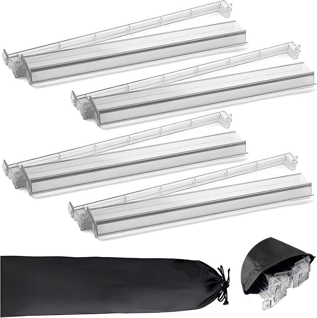 Set of 4 Mahjong Tile Holder, Acrylic Mahjong Racks with Pushers 18" Comes with Storage Bag, Enhanced wear Resistance, Suitable for Parties, Birthdays, Thanksgiving, Christmas