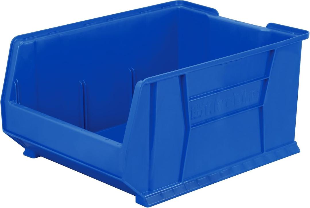 Akro-Mils 30289 Super-Size AkroBins Plastic Storage Bins, Space-Saving Stackable Bins for Garage, Classroom, Warehouse Organization, 24" L x 18" W x 12" H, Blue, 1-Pack