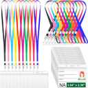 Honoson 100 Sets Name Tag Lanyards Bulk for Kids with ID Badge Holder Clear Plastic Horizontal Cruise Necklace Lanyard for Classroom Adults Kids Business School Keys (Multicolor)