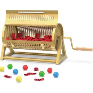 NANATI Metal Raffle Drum, Heavy Duty Raffle Ticket Spinner, Silent Design Raffle Ticket Drum with Large Wooden Handle, Raffle Box Holds 3000+ Tickes & 150 Balls for Lottery Games, Bingo, Raffle Balls