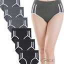Women Underwear Cotton Mid-High Waist Women's Briefs Panties 6 Pack (Large, Black*3+grey*3)
