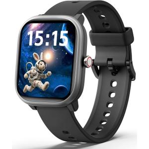 Kids Smart Watch for Boys Girls, Fitness Tracker with Heart Rate Sleep Monitor, 1.83" Touchscreen with 12 Puzzle Games, Waterproof Activity Tracker Pedometer for Android iPhone (Black)