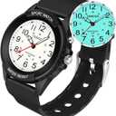 Waterproof Nurse Watch for Medical Professionals Students Women Men, Night Light, 12/24 Hour Military Time Easy to Read Dial, Second Hand Watch for Nursing Day Gifts (Black)