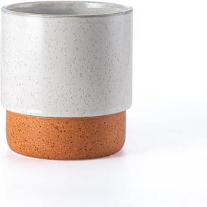 Self Watering Plant Pot: 6 Inch Ceramic Planter with Drainage Hole & Water Storage Plus - Flower Pot for Indoor & Outdoor Plants (Retro Grey, Small)