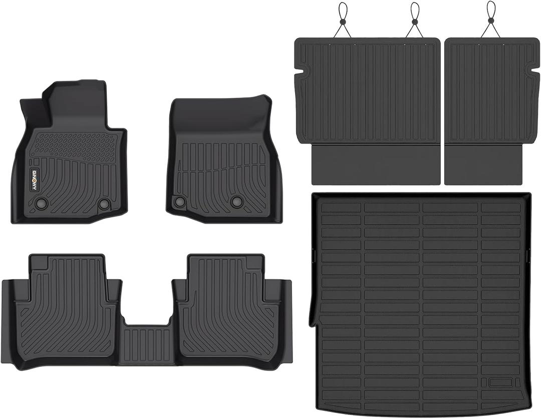 GINOWY- Floor Mats & Cargo Liner for Mazda CX50 Hybrid 2025 2026, TPE All Weather Mats Floor Liners CX-50 2025 Waterproof Non-Slip Trunk Mat CX50 Automotive Accessories Mats Black