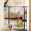 36" Extra Tall Baby Gate for Stairs, 29.5-40.5" Wide Dog Gate for Doorways, Walk Thru Auto Close Metal Pet Gate for The House, Stairs and Doorways, Child Gate Pressure Mounted Dog Gate Indoor - Black