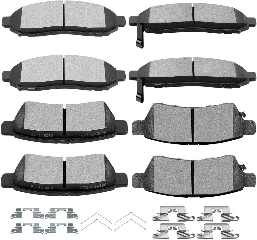 SCITOO Ceramic Brake Pad Front Rear Set fit for 2005-2018 for Nissan Frontier, 2005-2015 for Nissan Xterra, 2009-2012 for Suzuki Equator