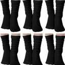 Bencailor 6 Pairs Women Slouch Fuzzy Socks Warm Cotton Scrunch Boot Winter Fluffy Slipper Socks (Black)