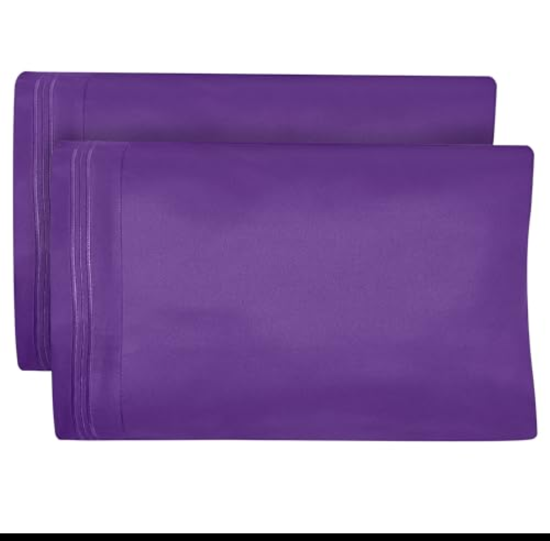 Dreamcare King Pillow Cases Set of 2 - Double Brushed 1500 Luxury Series Microfiber - Envelope Closure, Wrinkle- Free, Cooling Pillow Cases - King Size Pillow Cases Set of 2 (20 x 40, Purple)
