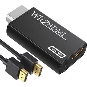 GANA Wii to hdmi Converter, wii to hdmi Adapter, wii to hdmi1080p 720p Connector Output Video & 3.5mm Audio - Supports All Wii Display Modes, Black