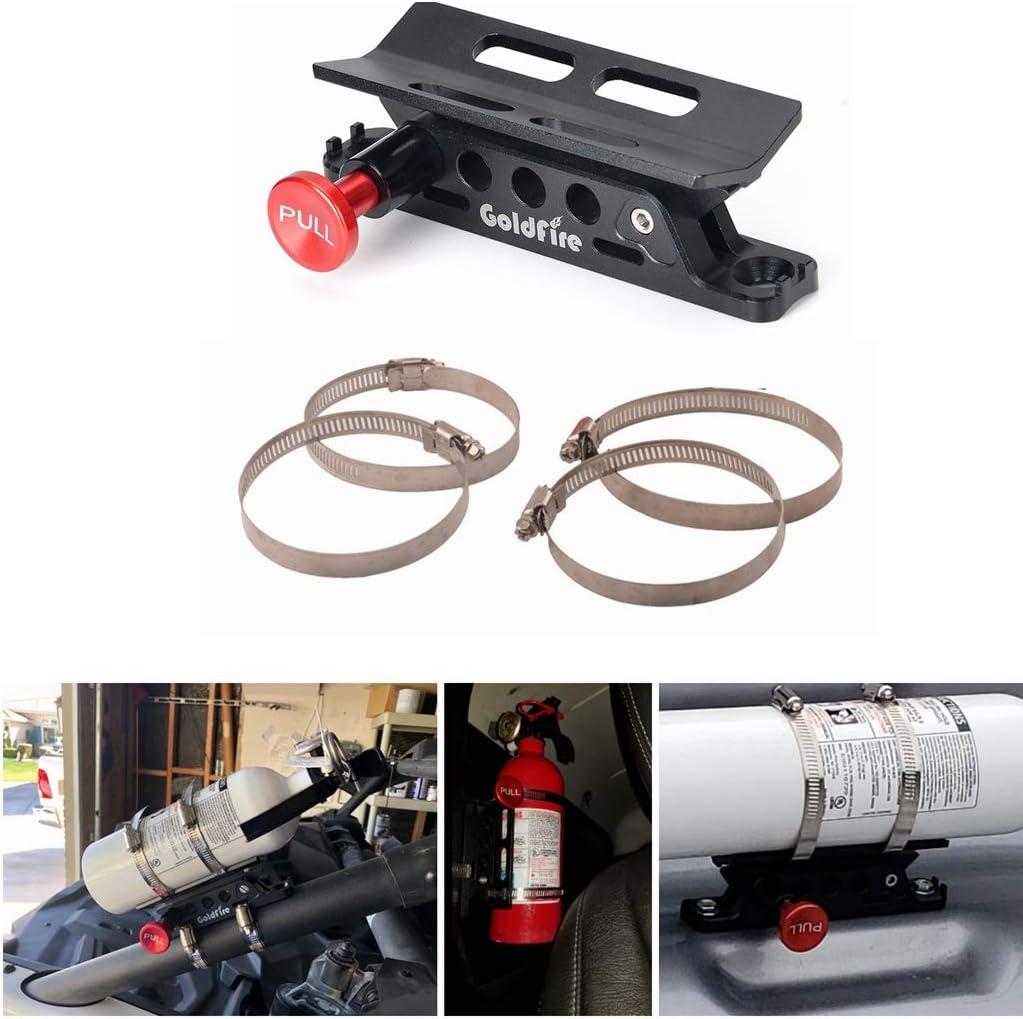 Quick Release Fire Extinguisher Mount Bracket Holder Aluminum Roll Bar Mount Bottle Holder Adjustable for Jeep Wrangler TJ JK JL JKU UTV Polaris RZR Ranger (Black)