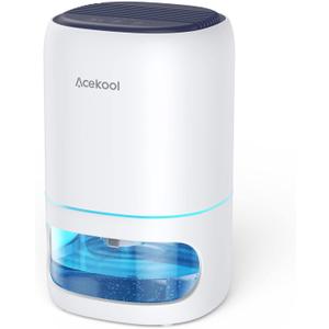 Acekool 35oz Dehumidifier Small Dehumidifier 2 in 1 with 7 Colorful Lights, Low Energy Portable Small Air Dehumidifiers for Home Bedroom Bathroom, Auto-off & Timer Function, Ultra Quiet 25dB, White