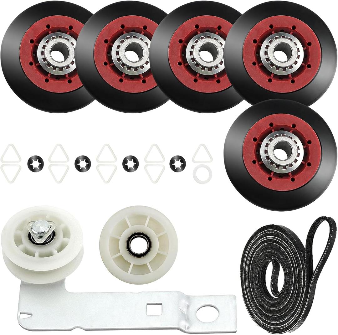 4392067 W10837240 Dryer Repair Kit（5 Wheels) for Whirlpool Duet Mayta g Bravos Ken more Admiral Dryer Parts 2015 4392067VP 80047 587637 AP3109602