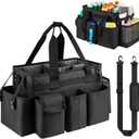 ZIOZERTT Cleaning Caddy,Cleaning Bag for Housekeepers,Cleaning Supplies Organizer with Handle, Black (Medium)