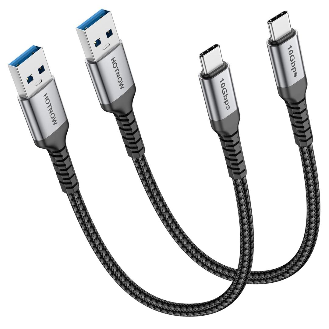 USB A to USB C 3.0 Cable, 6 inch/0.5FT (2pack) 10Gbps High Speed Data Transfer, 3A Fast Charging Android Auto USB C Cable, Compatible with Samsung T7, Galaxy S24 S23 Note 20, iPhone 15 16 Pro Max
